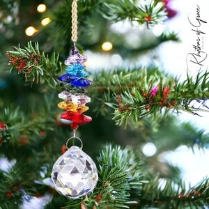 Chakra Crystal Ornament, Wall Decor, Sun Catcher, Christmas Ornament, Rainbow